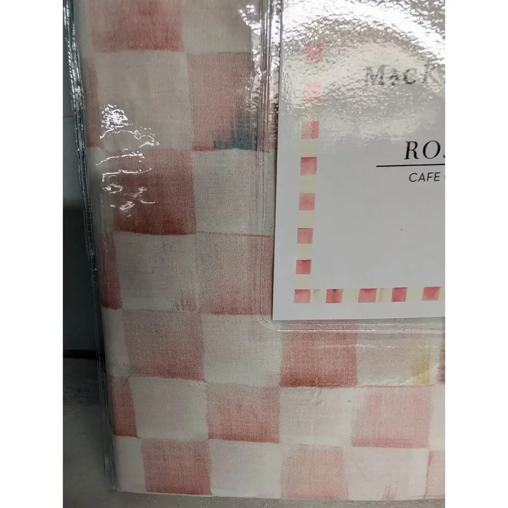 Mackenzie Childs Rosy Check Cafe Curtains Set Of 2 - 36” x 31”